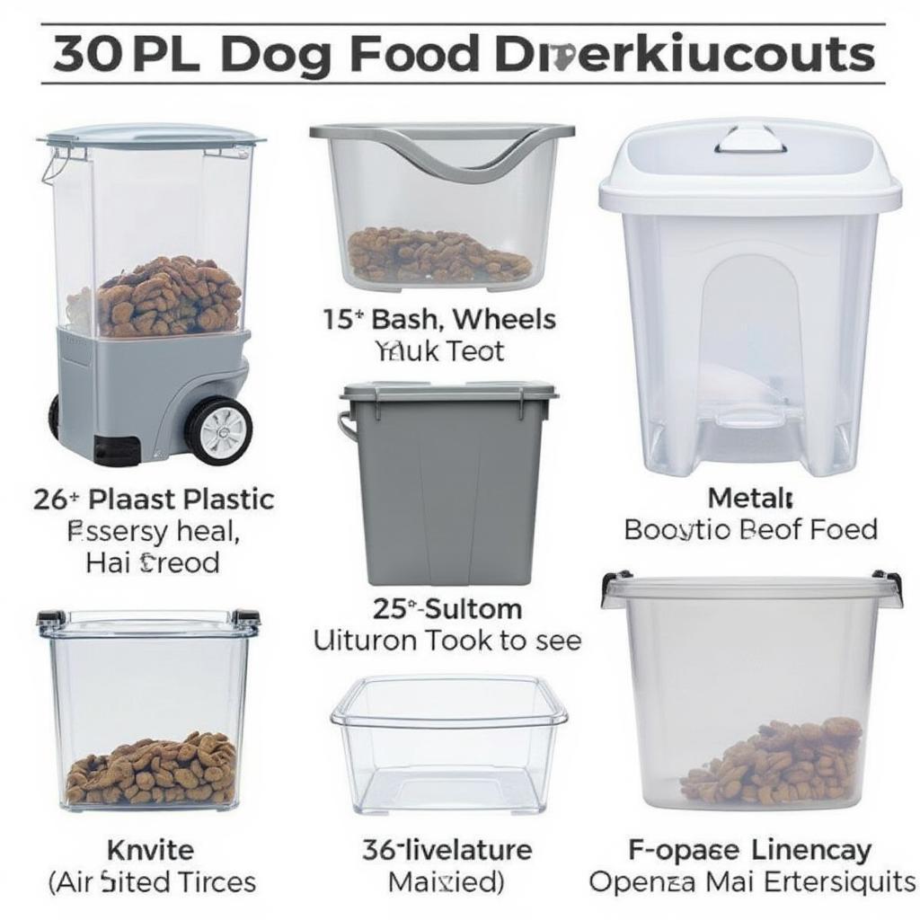 Various 30 Pound Dog Food Containers