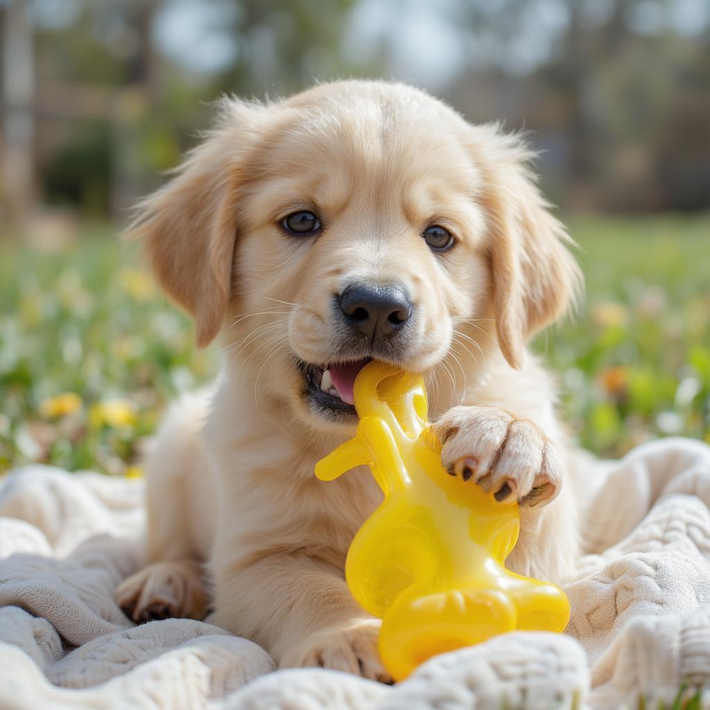 Puppy Chewing on a Safe Toy