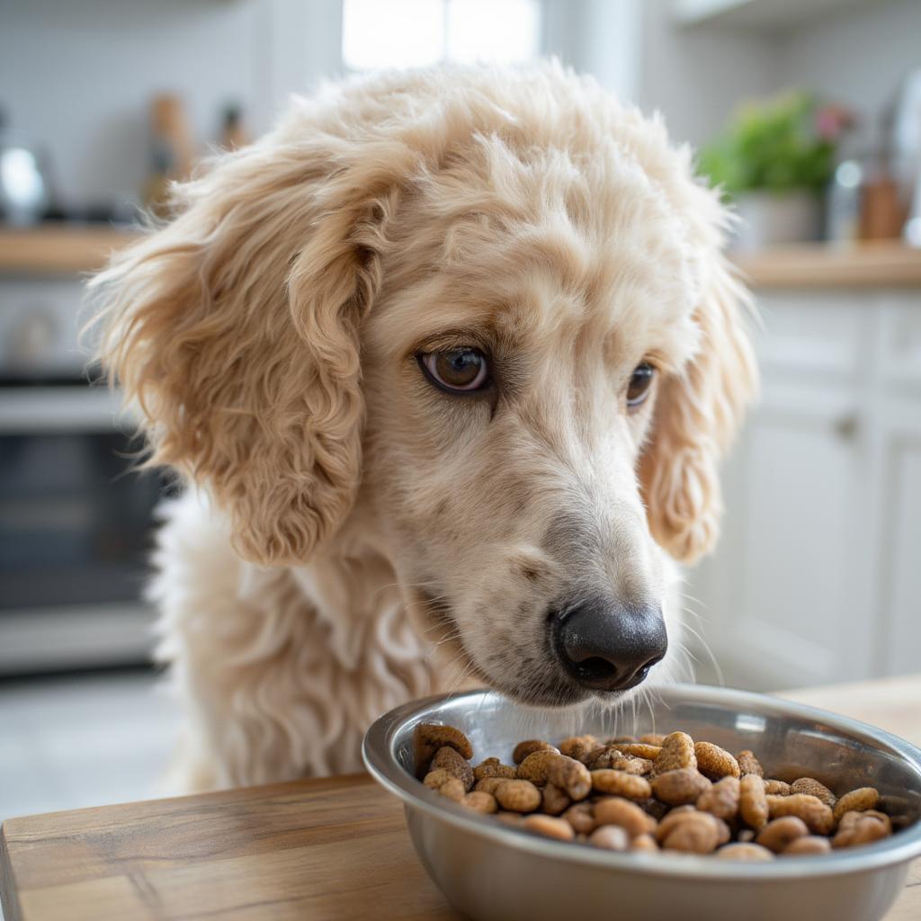 Adult Poodle Enjoying a Healthy Meal