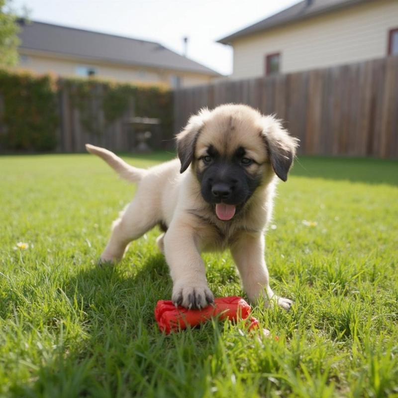 Playful Anatolian Shepherd Puppy Enjoying a Spacious Yard