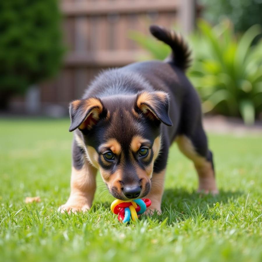 Playful Australian Terrier Puppy Exploring a New Home