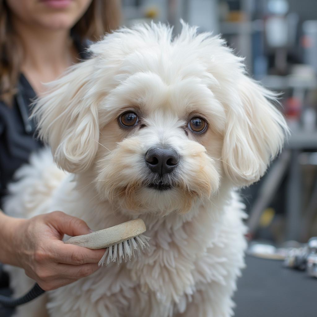 Bichon Frise Getting Groomed by a Professional