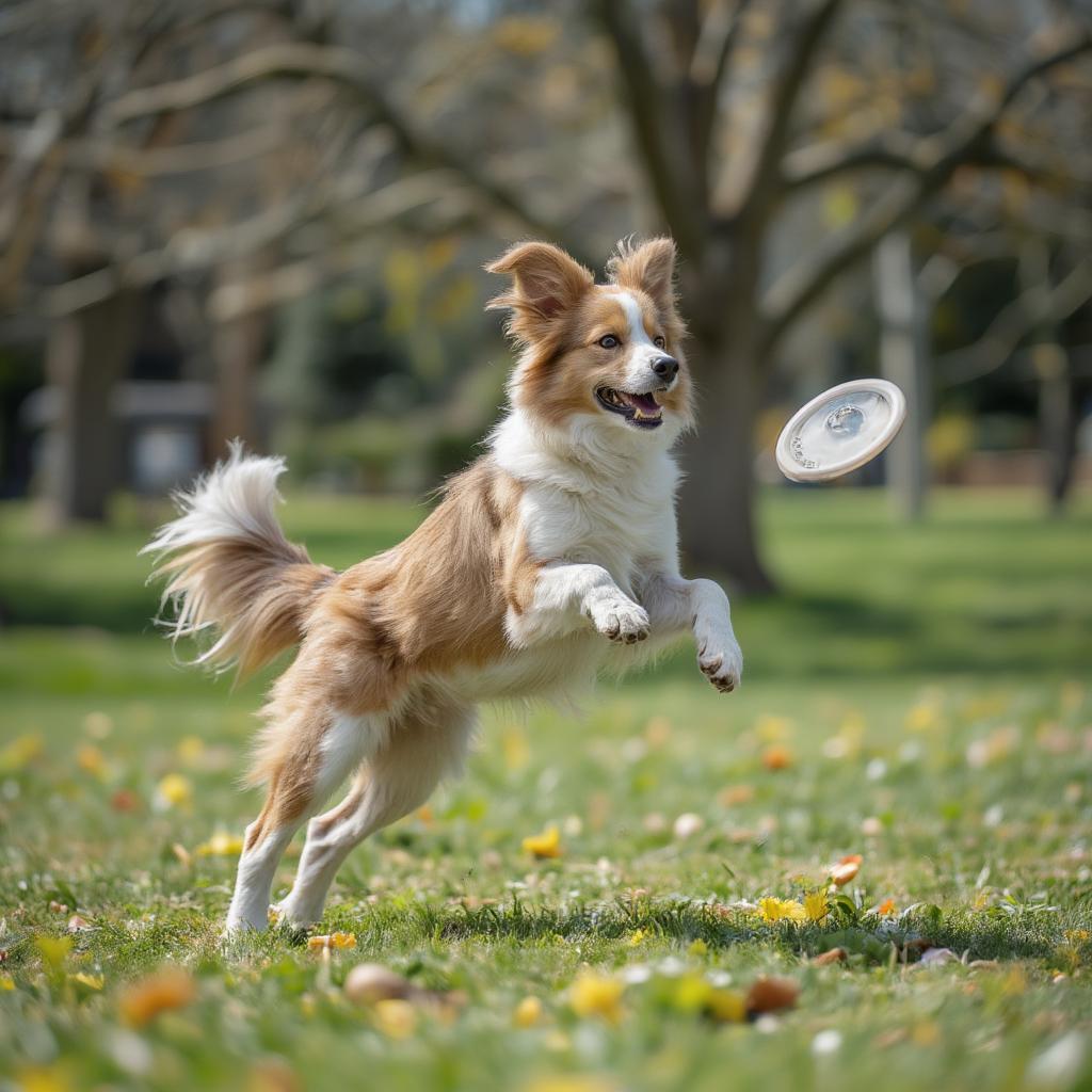 Border Collie Leaping for a Frisbee in the Park