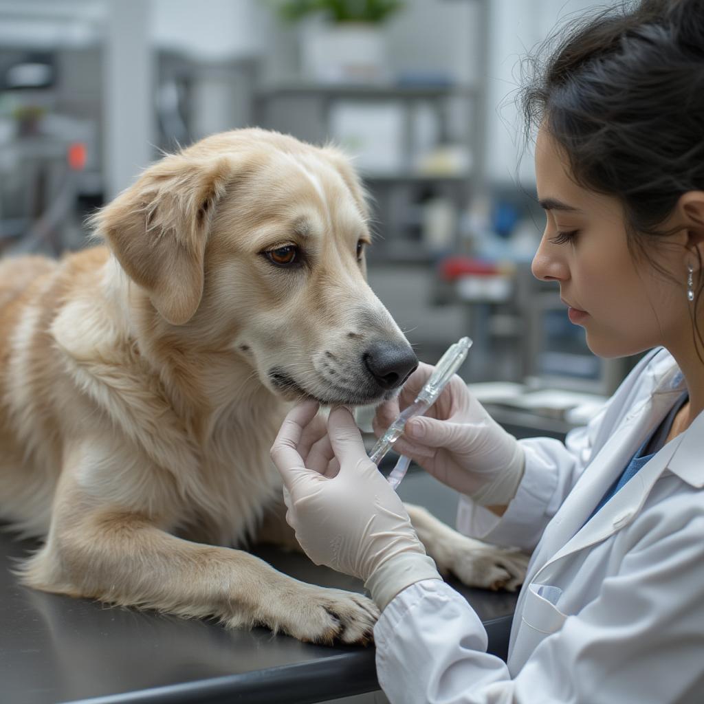 Canine Artificial Insemination Procedure at a Veterinary Clinic