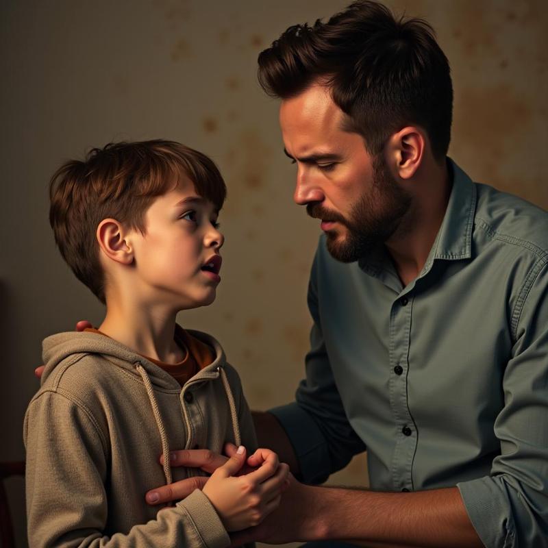 Christopher Boone and his father in a tense moment