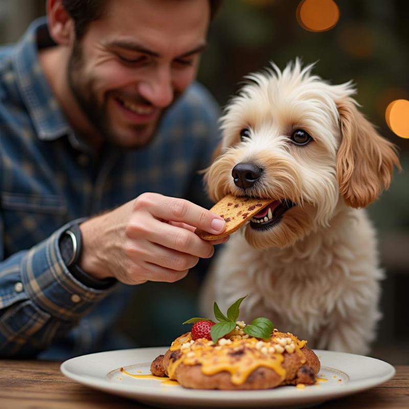 Dad Spoiling Dog with Treats