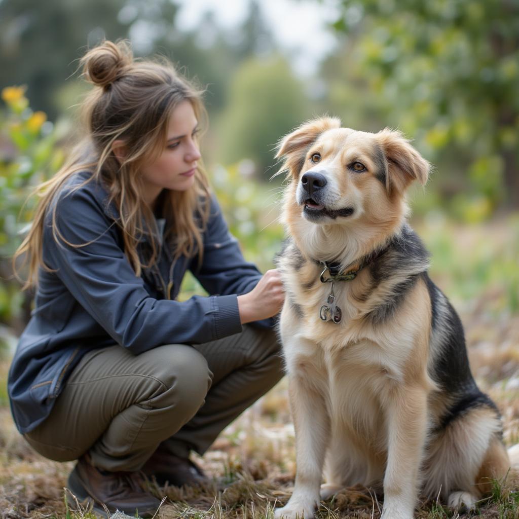 Professional Dog Trainer Assessing Dog Behavior