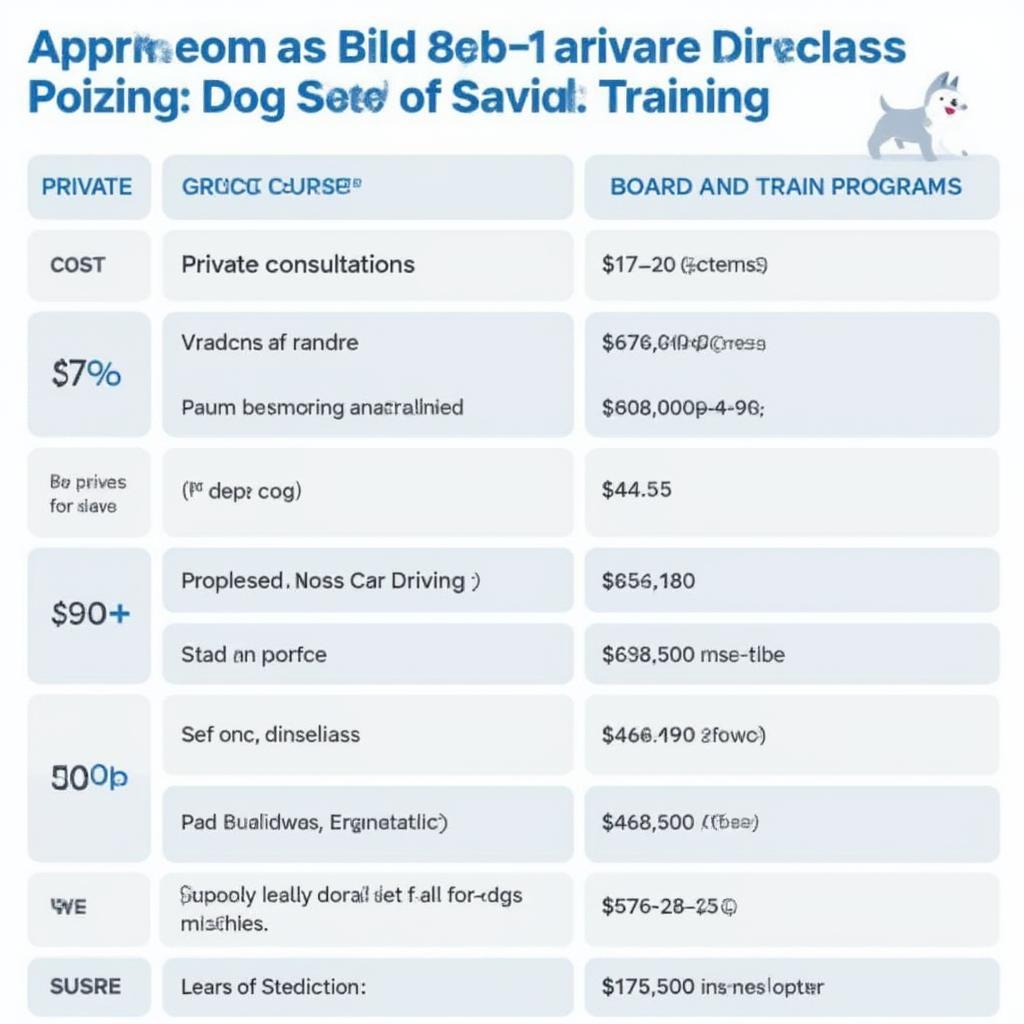 Dog Behavior Training Cost Comparison Chart