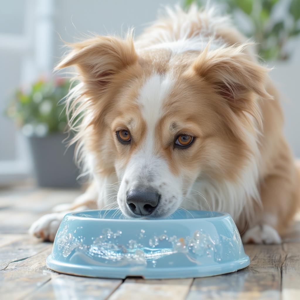 Dog drinking water for UTI prevention