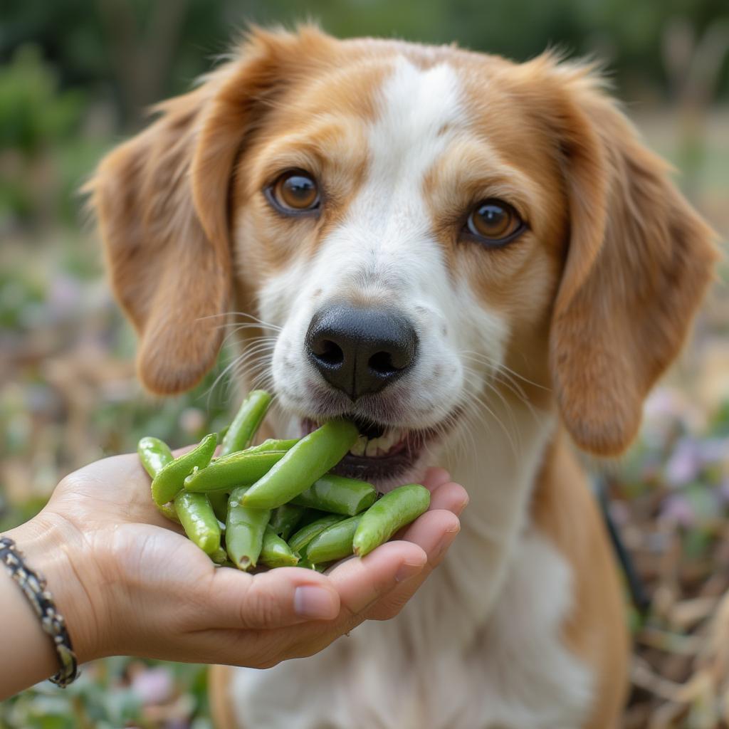 Dog Eating Green Beans