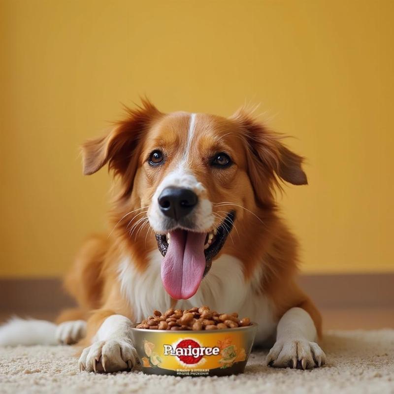 Dog Enjoying Pedigree High Protein Dog Food