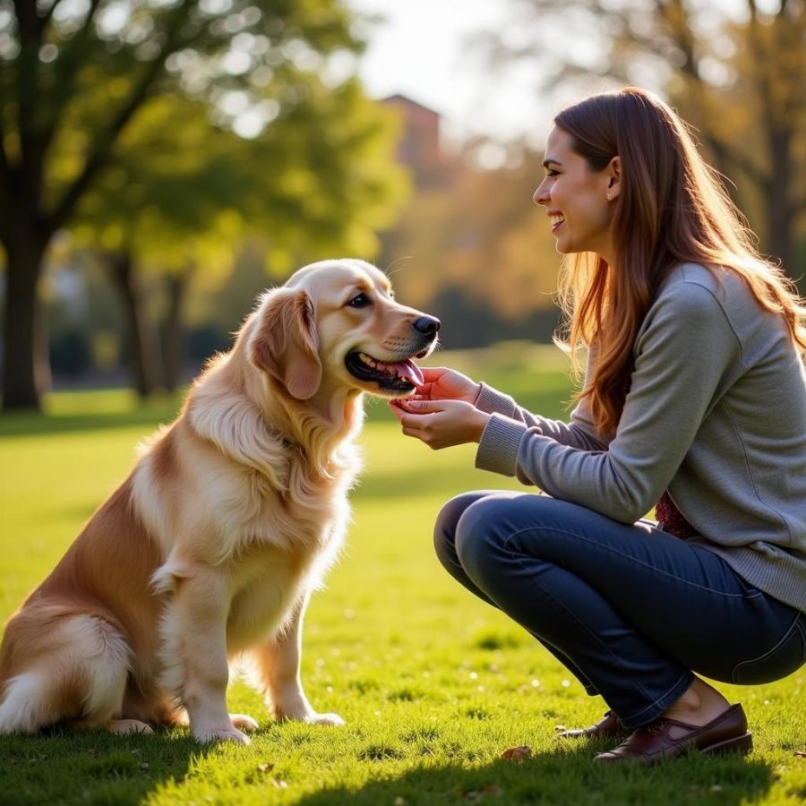 Dog Learning Basic Commands with Positive Reinforcement