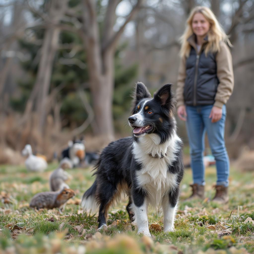 Dog Mastering Stay Command Outdoors