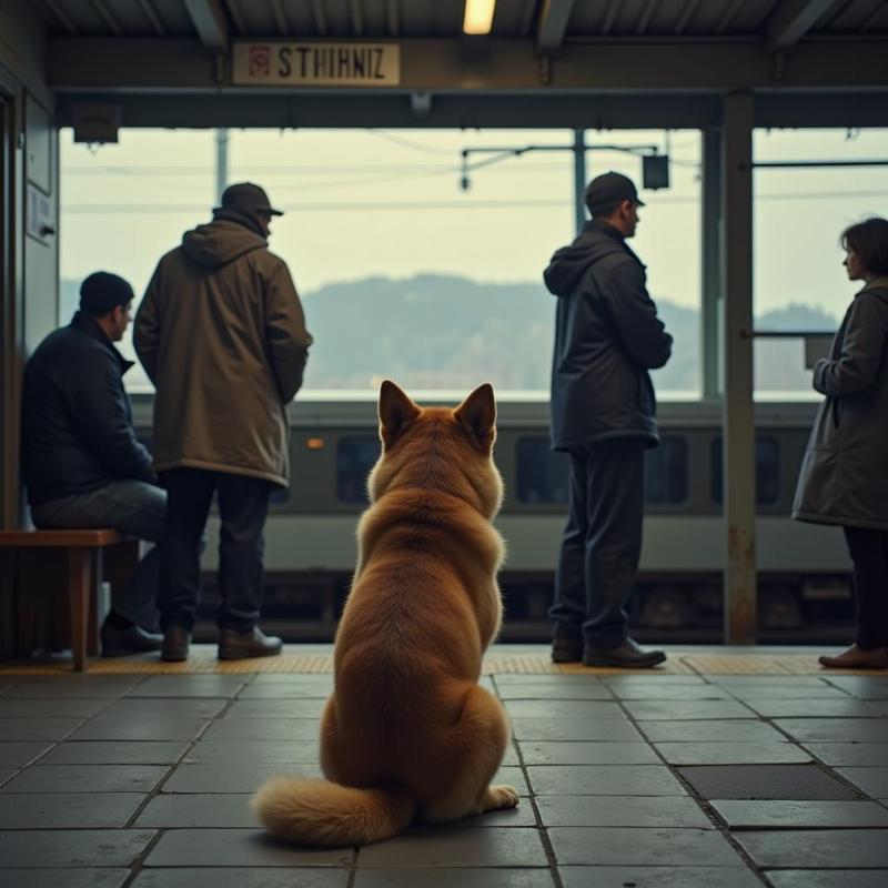 Hachiko waiting faithfully for his owner in a touching dog movie true story