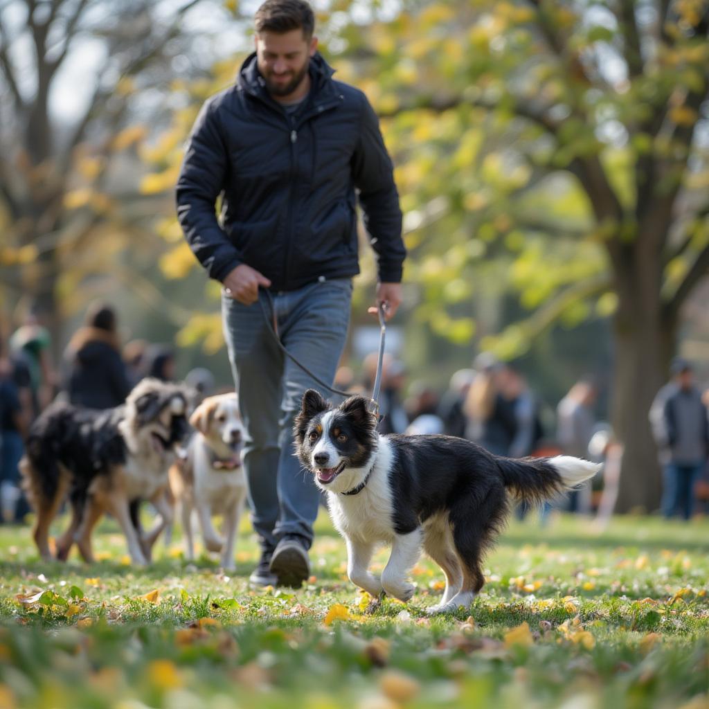 Dog Performing Recall Command in a Park