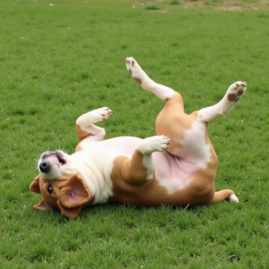 Dog Performing Roll Over Trick: Advanced Command