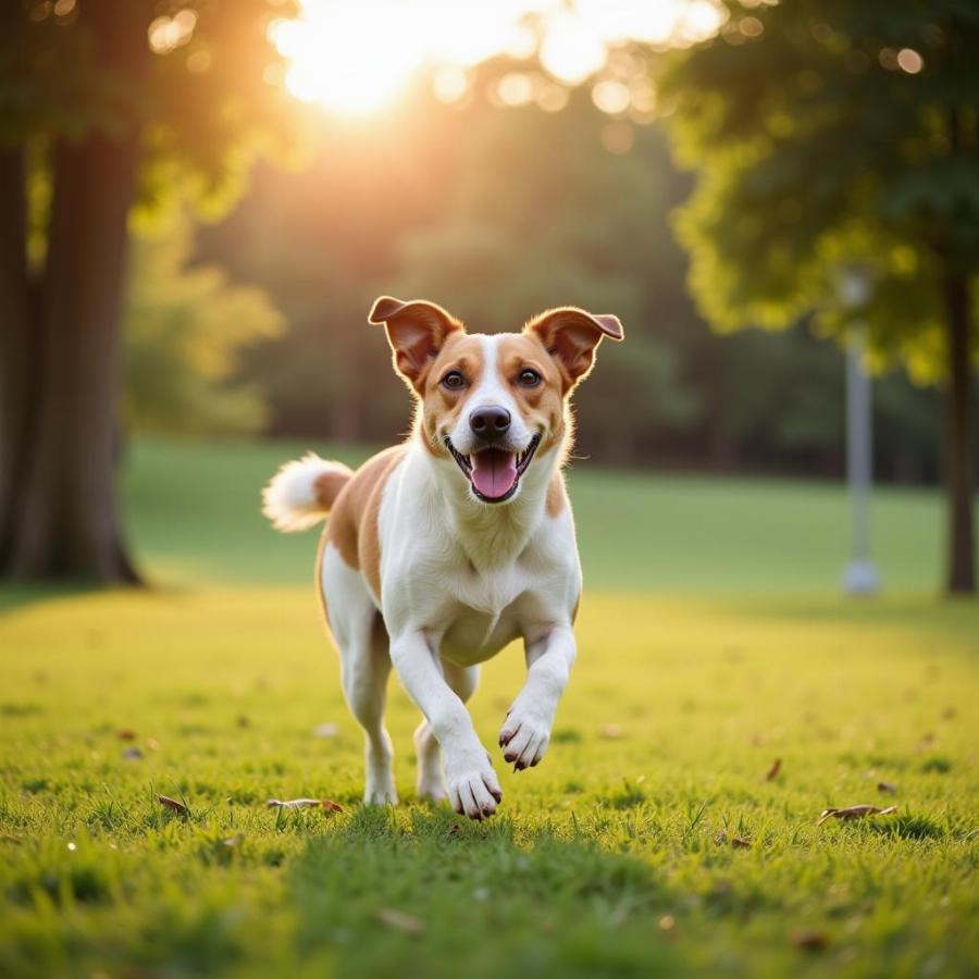 Dog Playing in Park, Protected from Parasites