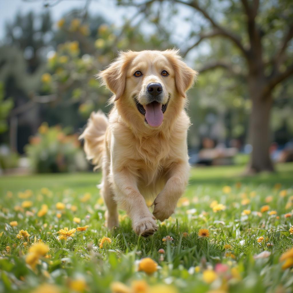 Dog Playing in Park: Potential Parasite Exposure