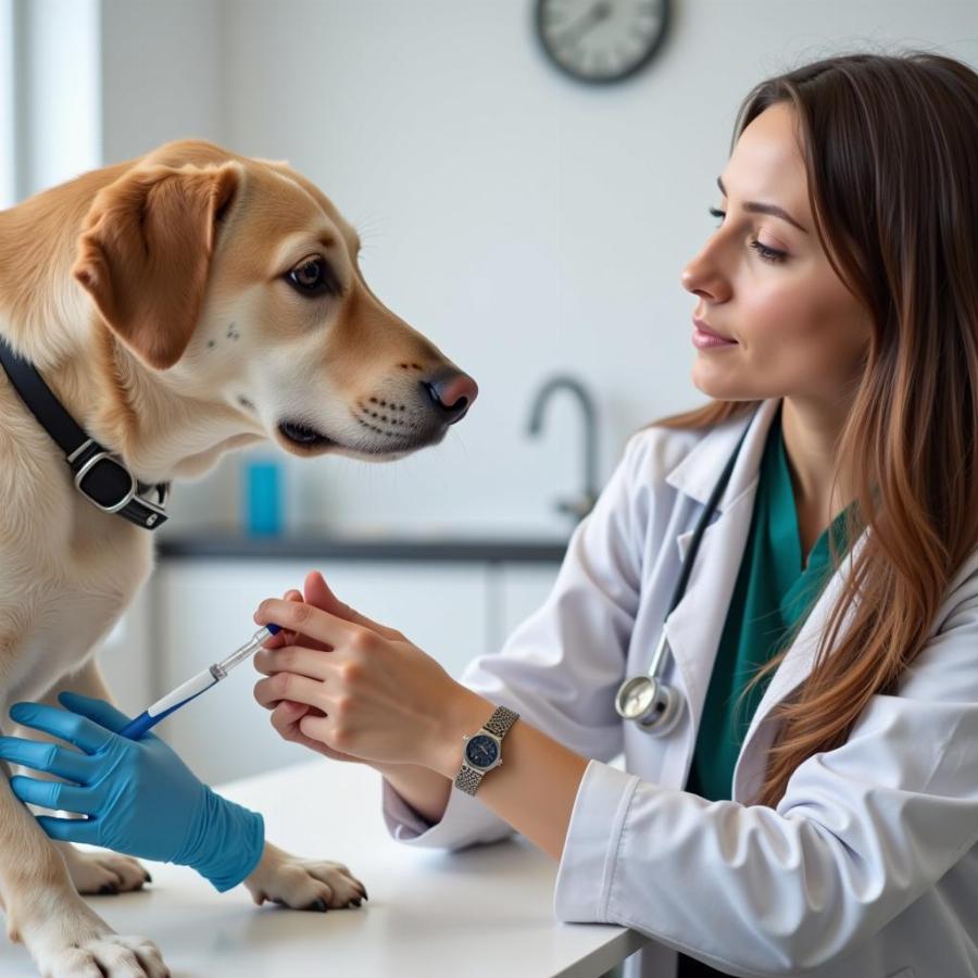 Veterinarian Administering Lyme Disease Treatment to a Dog