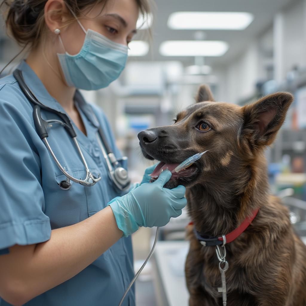 Dog Receiving Veterinary Care for Liver Disease