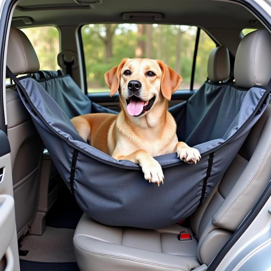 Dog Enjoying a Hammock Style Car Seat Cover