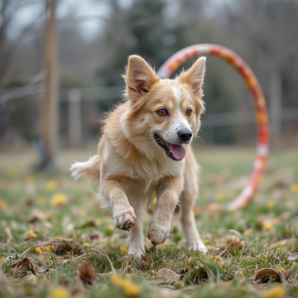 Dog Spinning and Jumping Through a Hoop