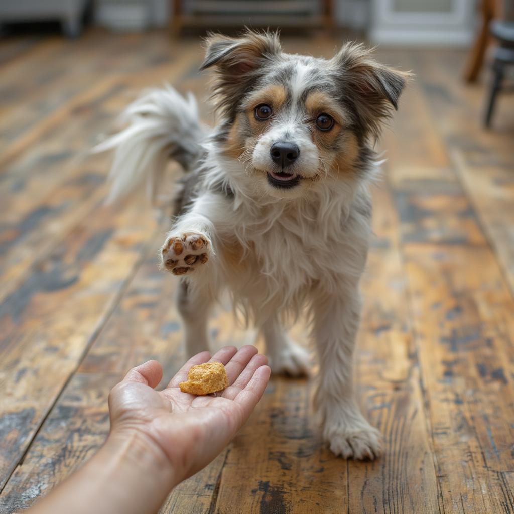 Dog Spinning in a Circle for a Treat