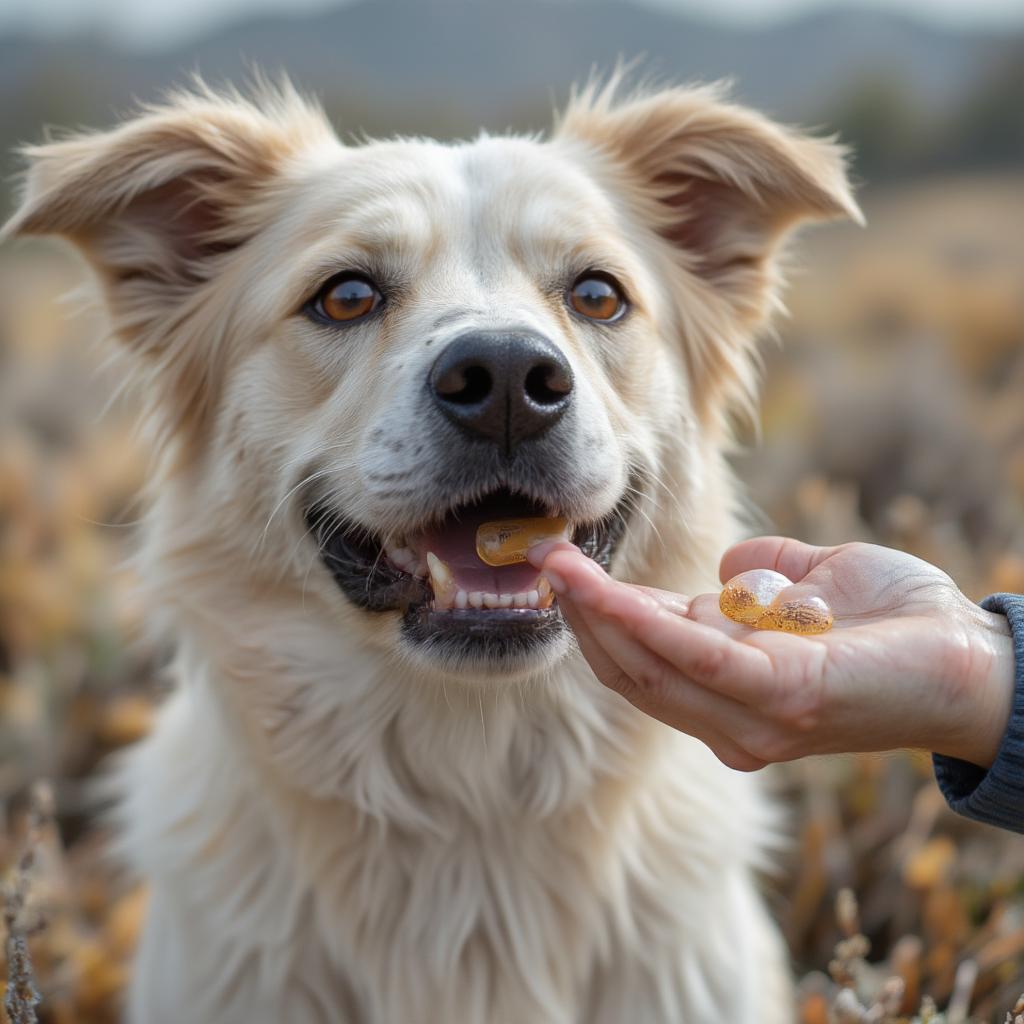 Dog Taking All-in-One Parasite Prevention Pill