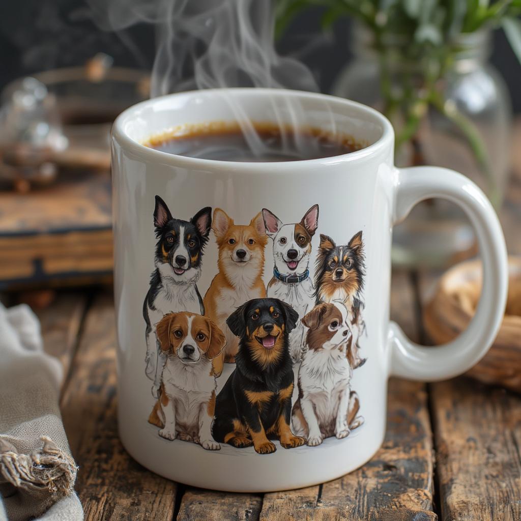 Dog-themed mug as a gift for a coffee-loving dog owner.