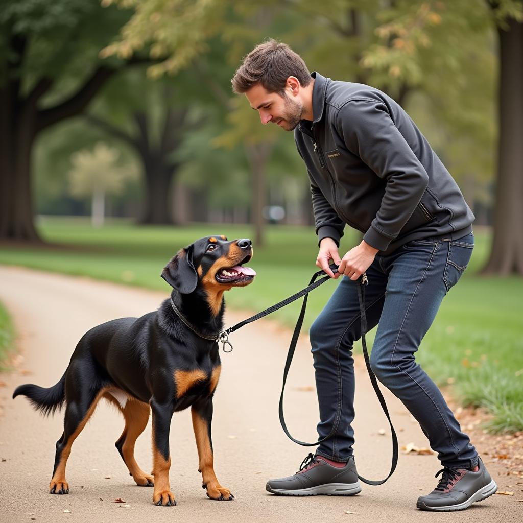 Dog Trainer Introducing Two Dogs Safely