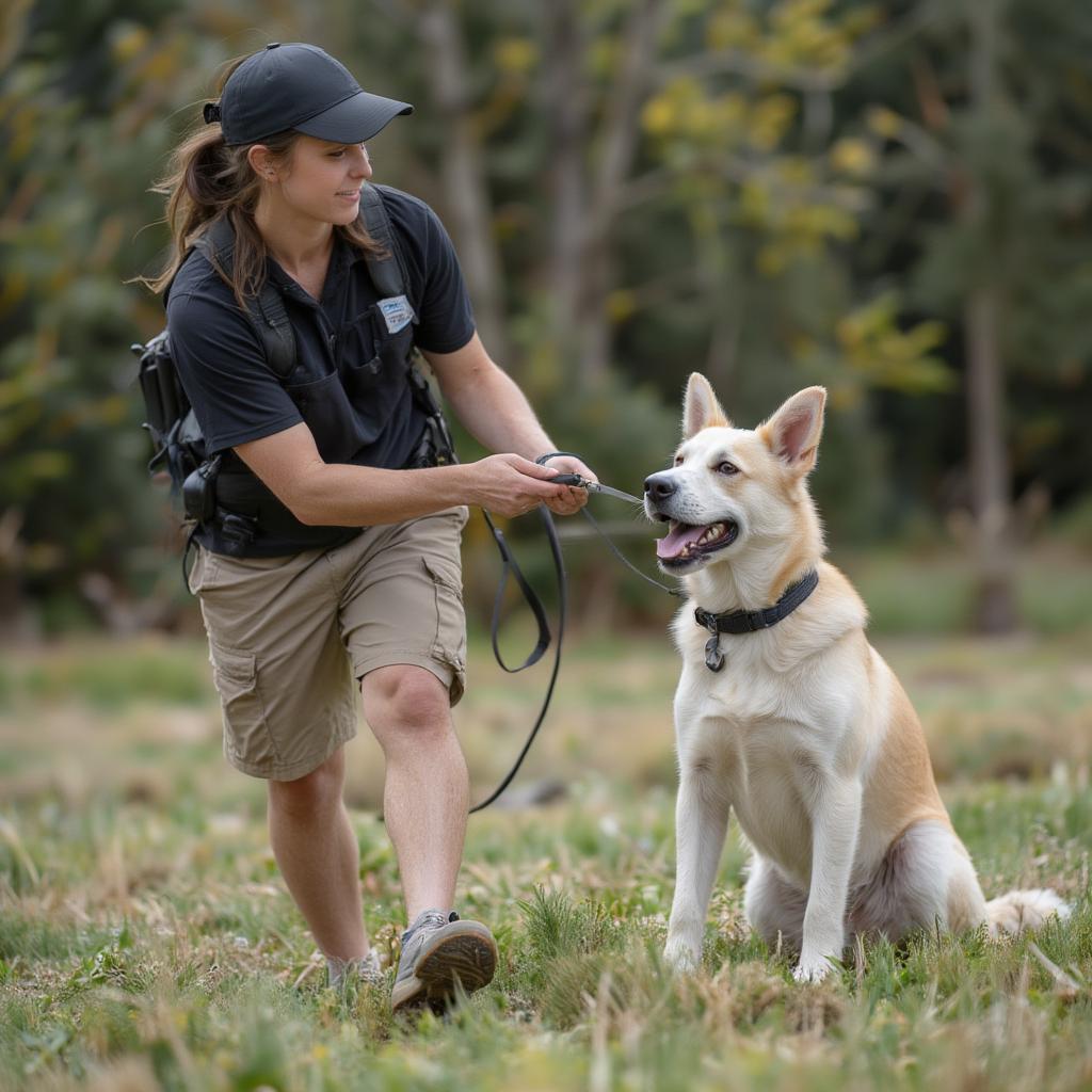 Dog Trainer Working with Dog on Possessive Aggression