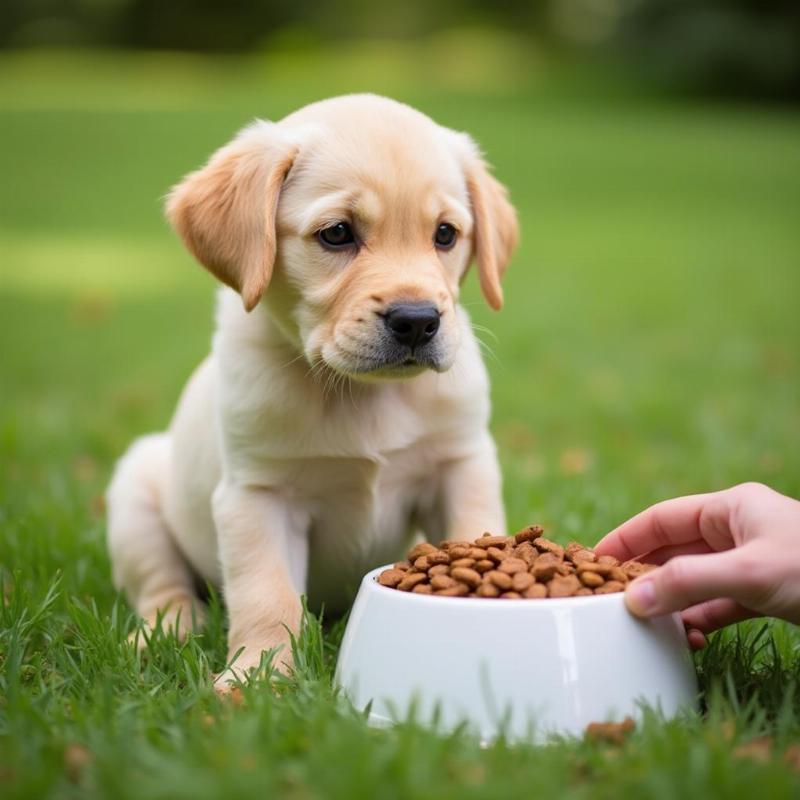 Dog Waiting Patiently for the Eat Command