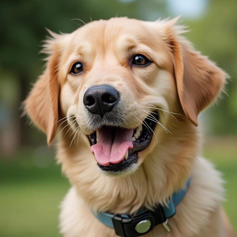 Dog Wearing Identification Tag and Collar