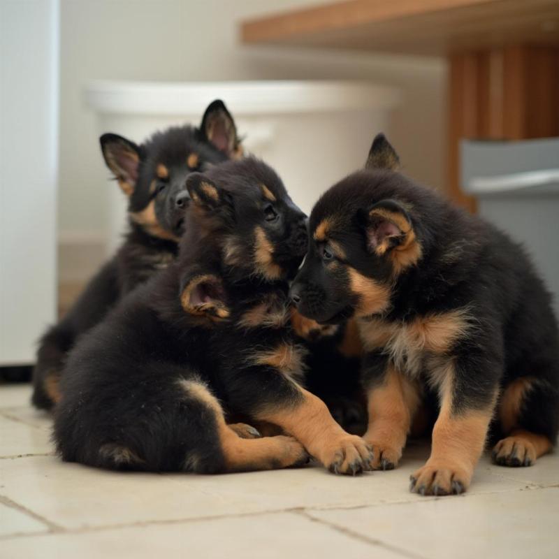 Dutch Shepherd Puppies Playing Together