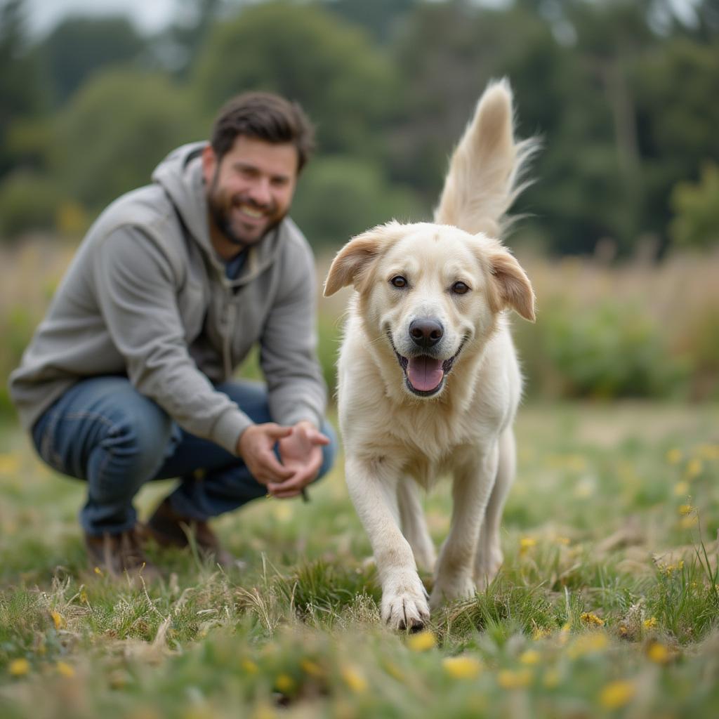 Excited Dog Running to Owner on Command