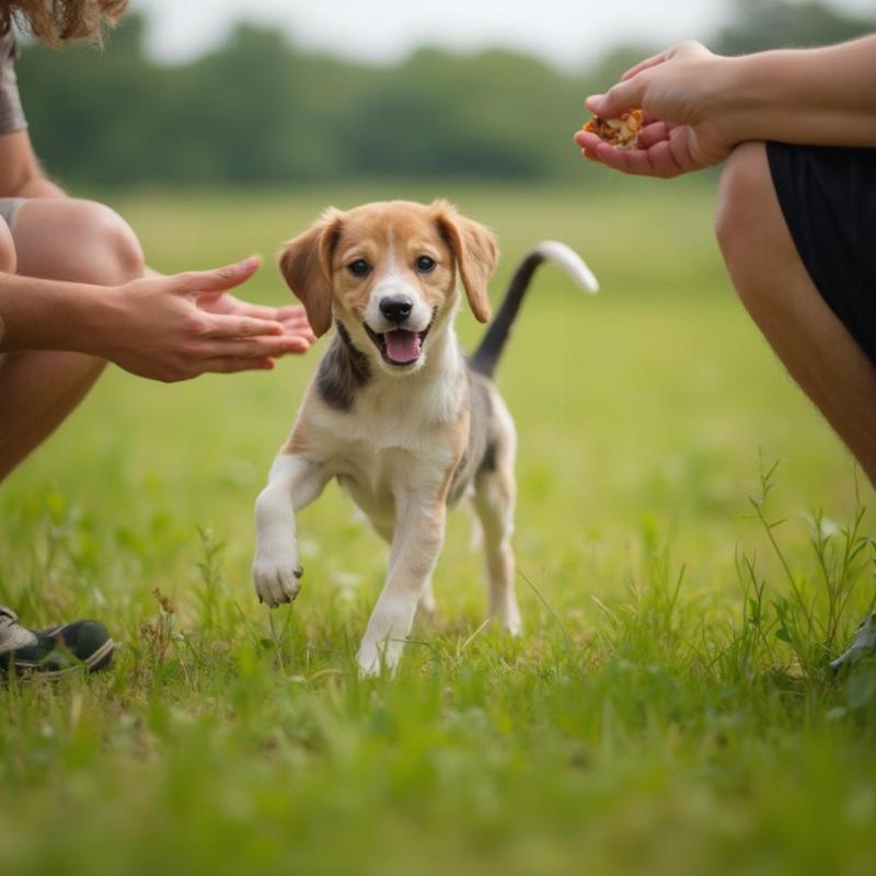 Excited Puppy Running to Owner on Recall