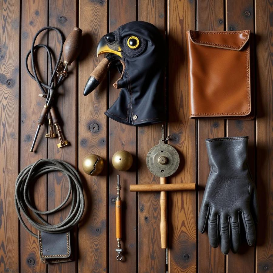 Essential Falconry Equipment Displayed