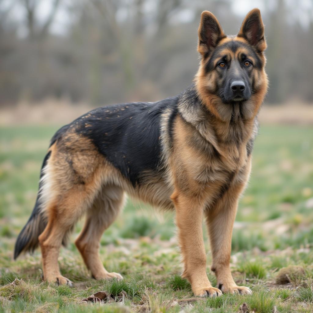 A Full Grown German Shepherd in Classic Pose