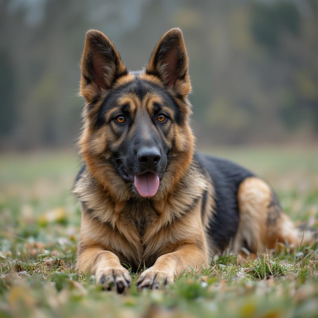 German Shepherd executing the "Platz" command flawlessly