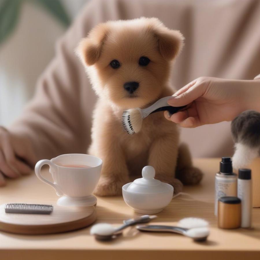 Grooming a Tea Cup Teddy Bear Puppy