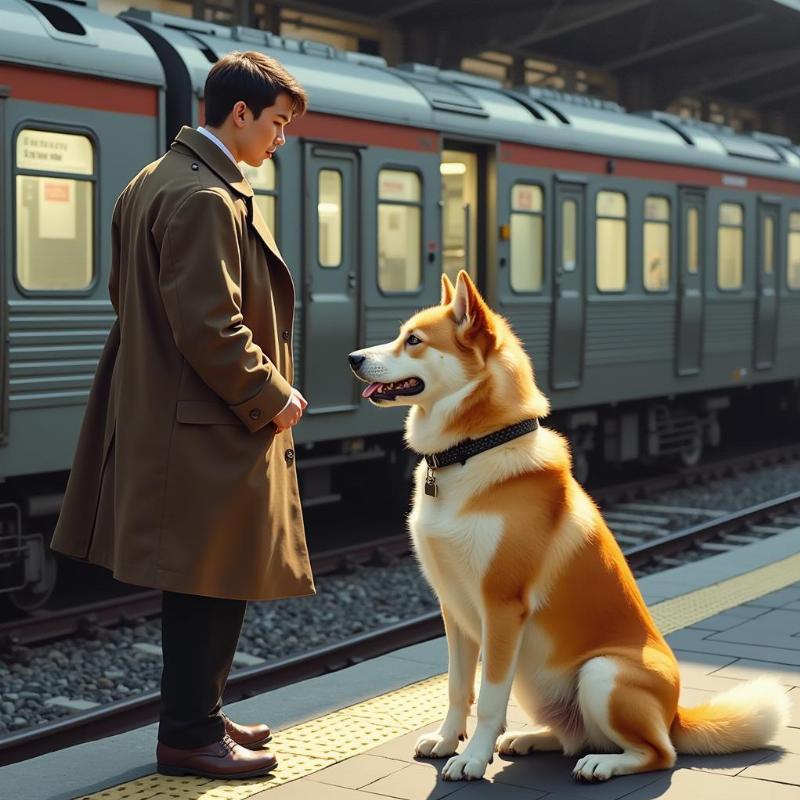 Hachiko, a Symbol of Canine Loyalty, Waits at the Train Station