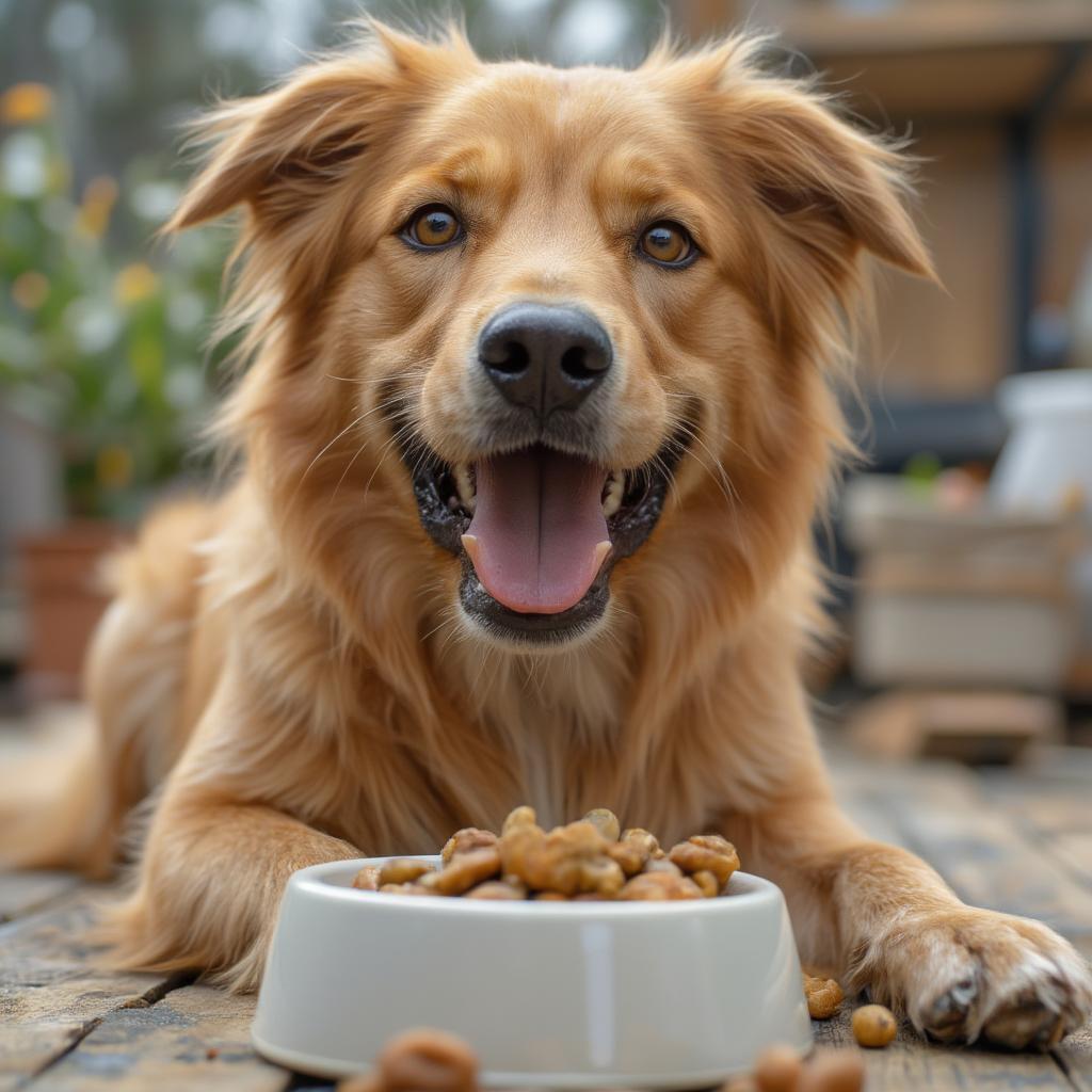 Dog Enjoying Victor Grain-Free Dog Food