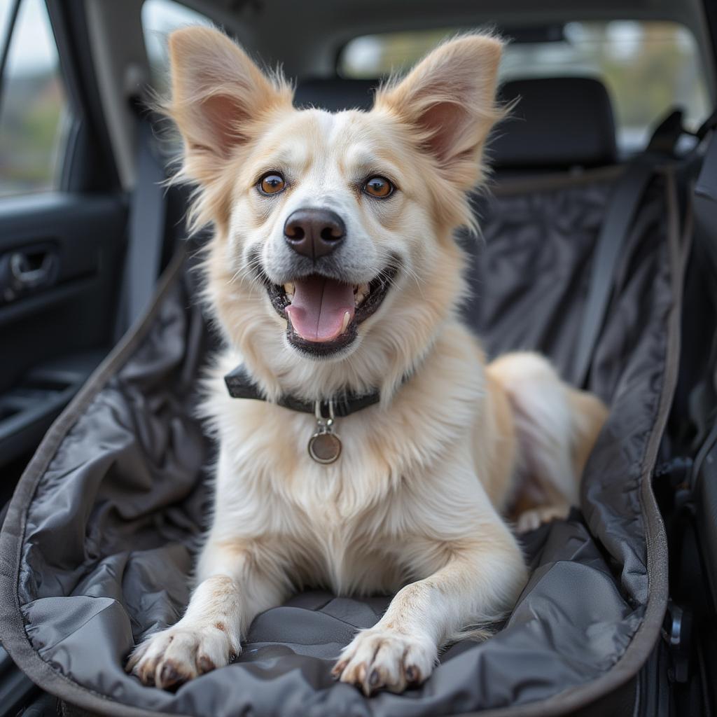 Dog Comfortable in Back Seat Hammock