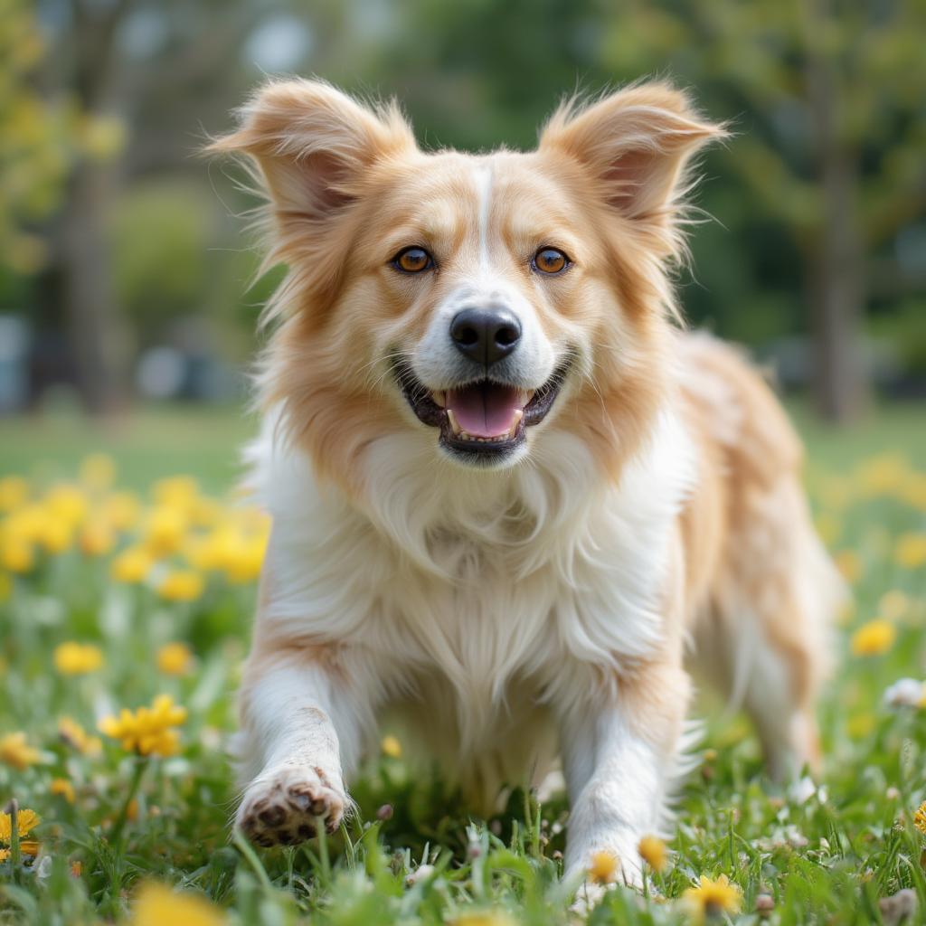 Happy and Healthy Dog Playing in a Flea-Free Environment