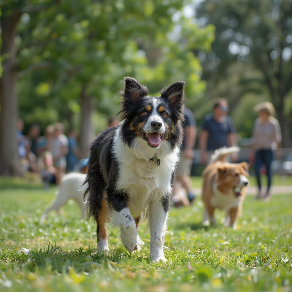 Happy, Healthy Dog Playing in Park