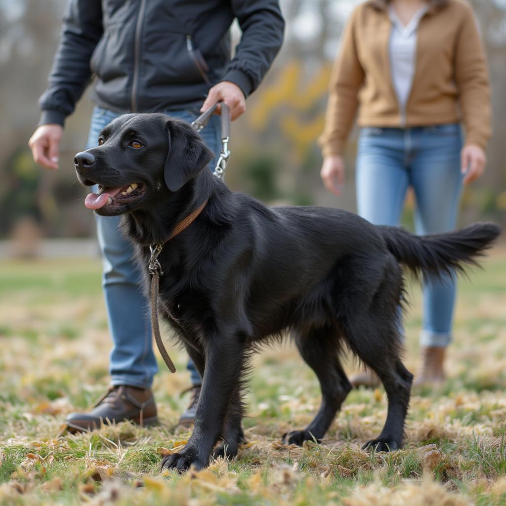 Labrador Retriever Walking Nicely on a Leash