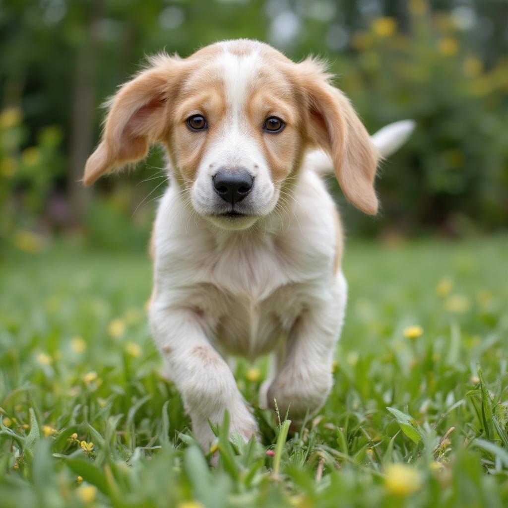 Lemon Basset Hound Puppy Playing in the Grass