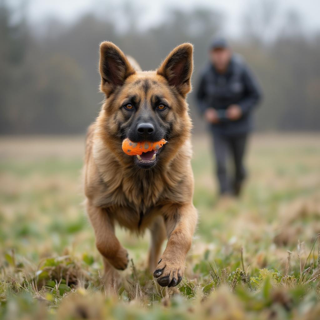 Belgian Malinois Retrieving Toy from Distance