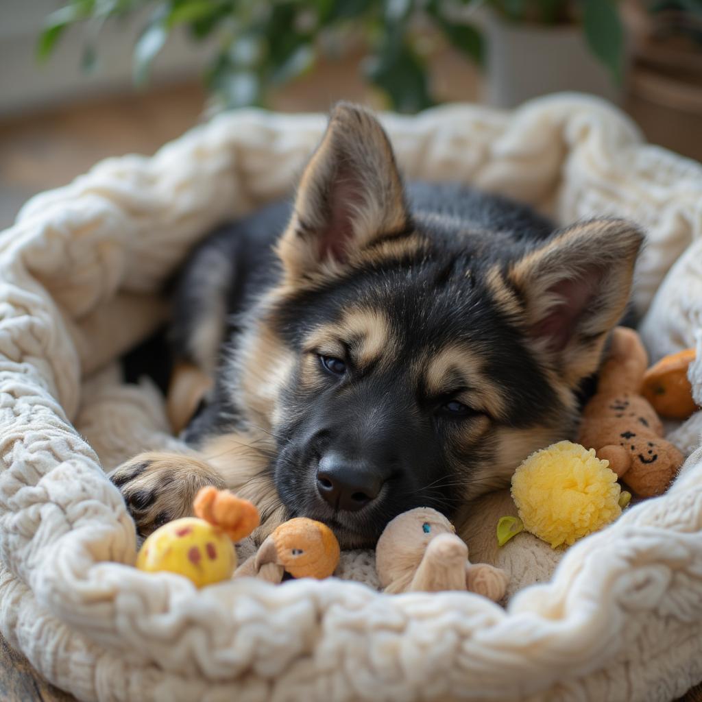 Miniature German Shepherd Puppy Sleeping