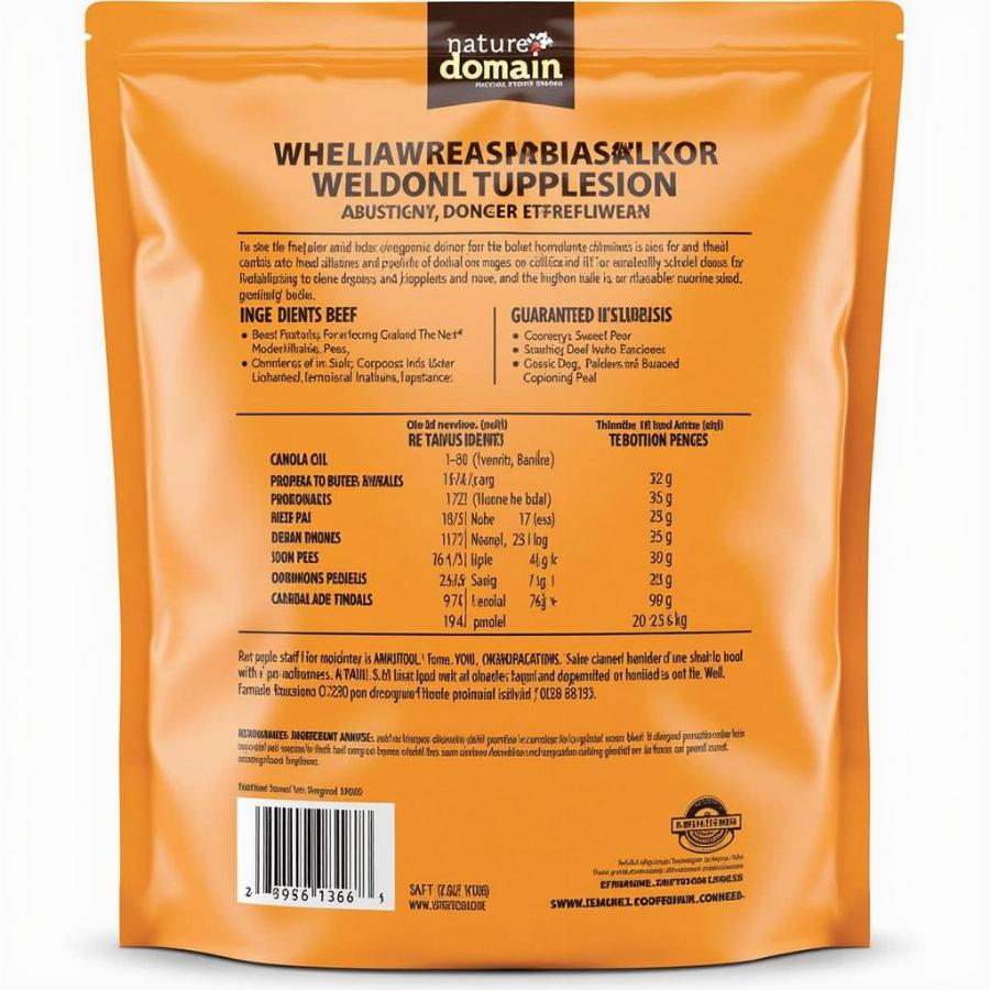 Natures Domain Beef and Sweet Potato Dog Food Ingredients List